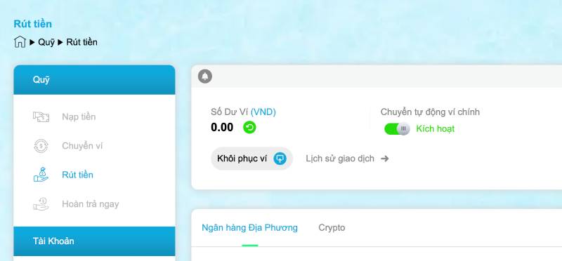 Chọn Phương Thức Rút Tiền